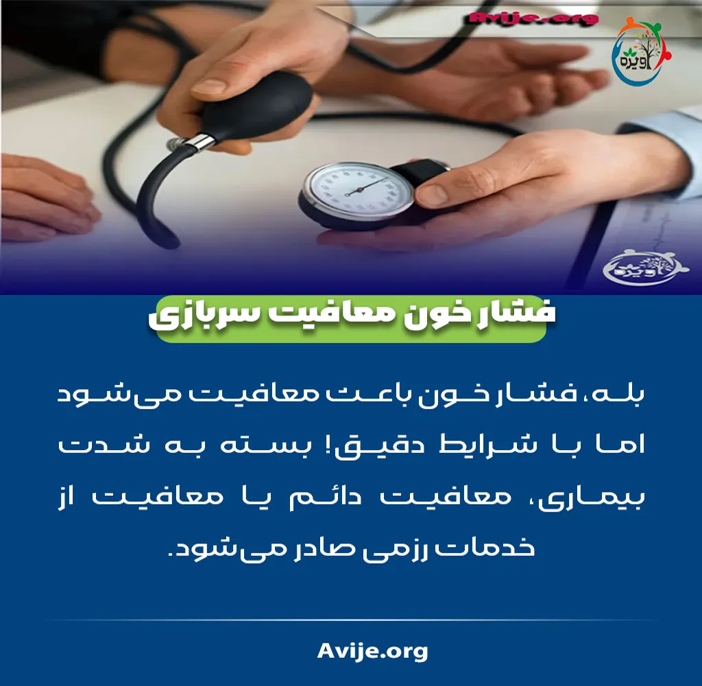 مدارک مورد نیاز معافیت پزشکی فشار خون بالا
