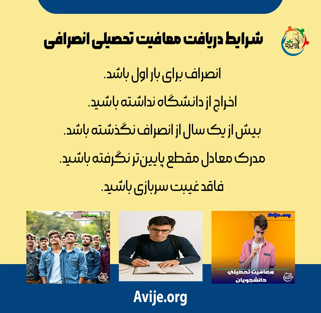 معافیت تحصیلی بعد از انصراف از دانشگاه
