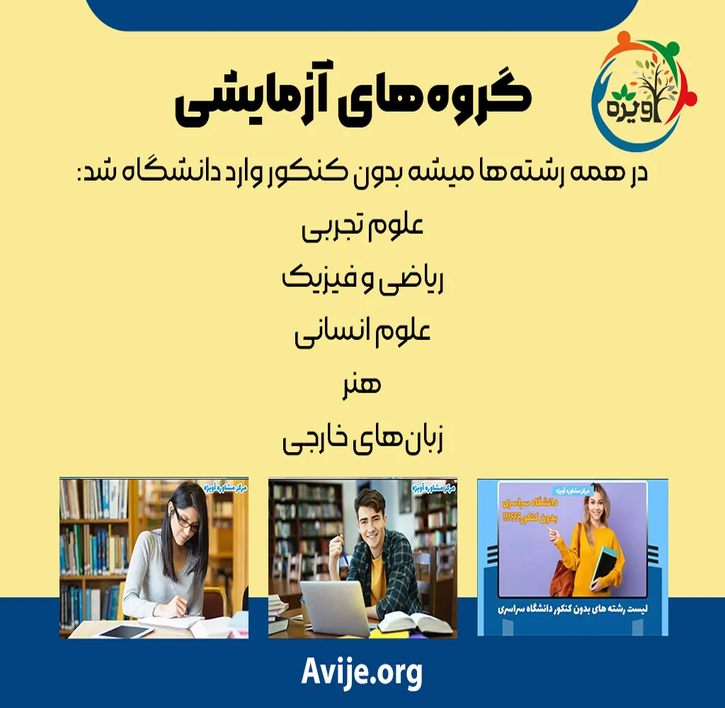پذیرش رشته های بدون کنکور دانشگاه سراسری