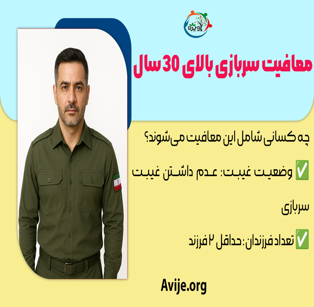 ثبت نام معافیت سربازی بالای 30 سال