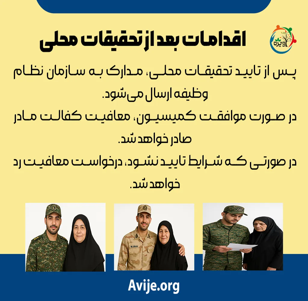 مراحل کامل تحقیقات محلی معافیت کفالت مادر