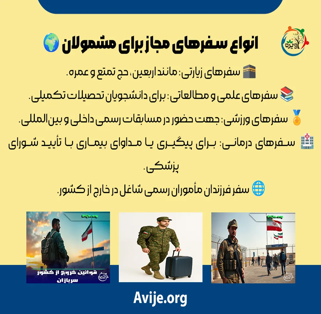 انواع سفرهای خروج از کشور سربازان در حین خدمت