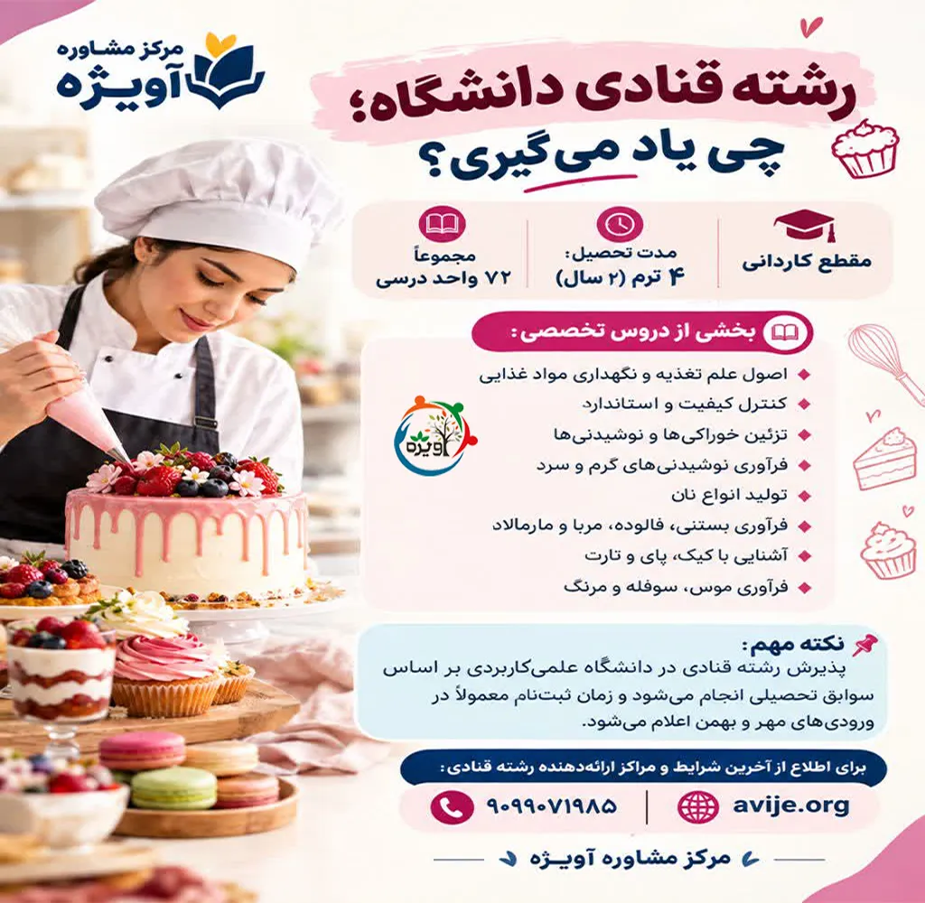 رشته شیرینی پزی در دانشگاه